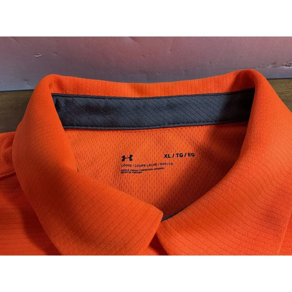 Under Armour Loose Fit Men's Neon Orange Polo Size XL - Picture 3 of 8